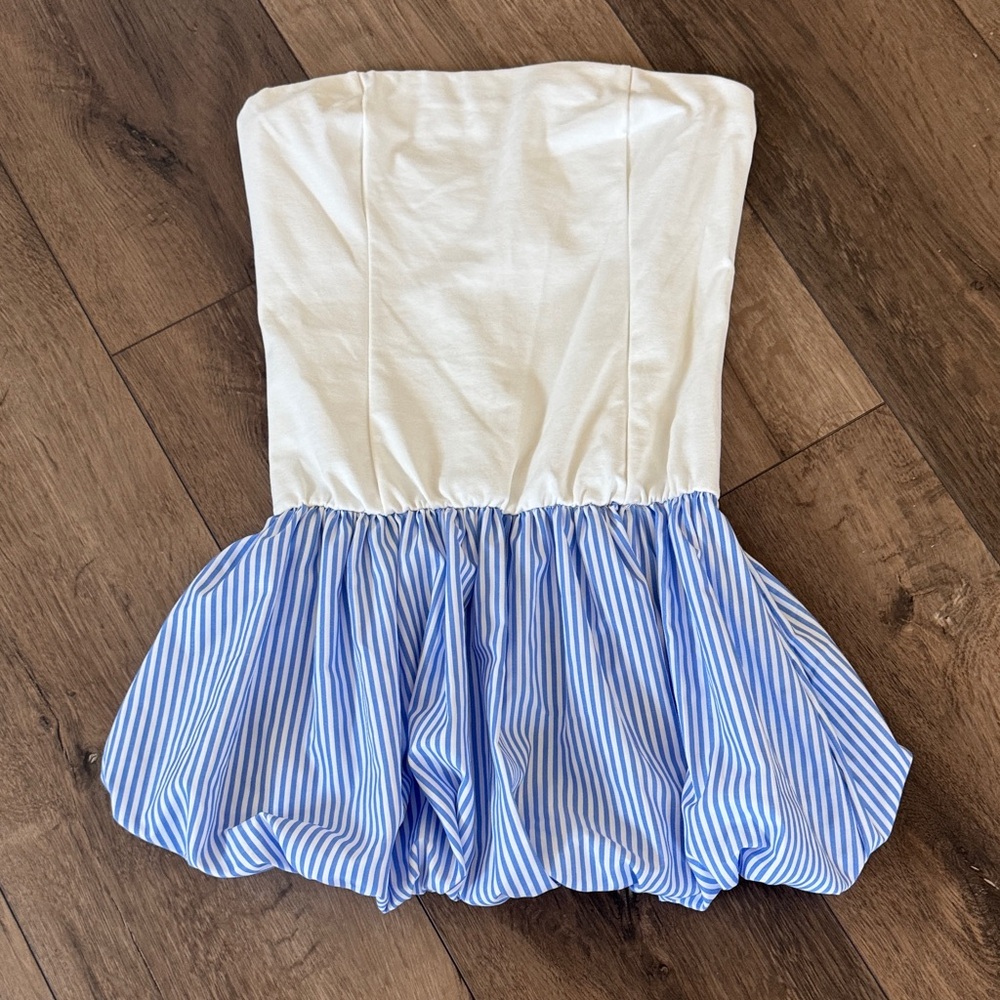 Kalifashions Striped Blue and White Mini Dress
